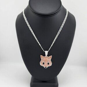 Brand New Sterling Silver 925 Fox Head  Necklace
